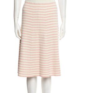NWT Kule Pink & Cream Striped Luxury Knit Midi Skirt Women's Size Small S